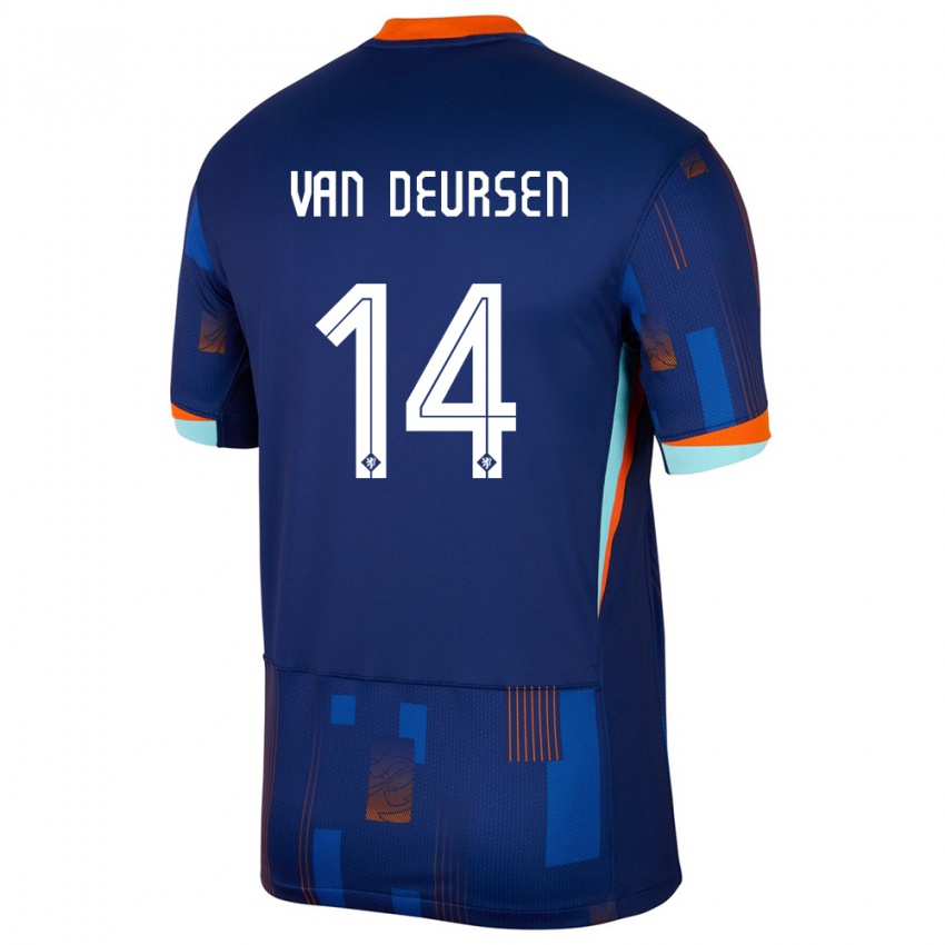 Niño Camiseta Países Bajos Eva Van Deursen #14 Azul 2ª Equipación 24-26 La Camisa Argentina