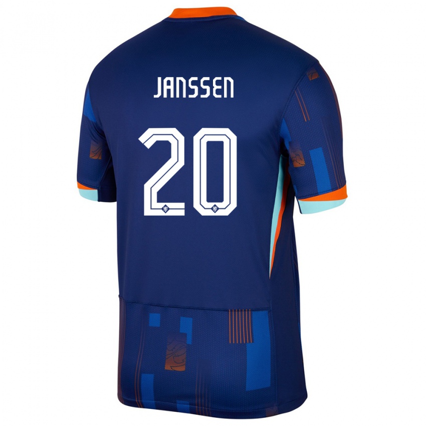 Niño Camiseta Países Bajos Dominique Janssen #20 Azul 2ª Equipación 24-26 La Camisa Argentina