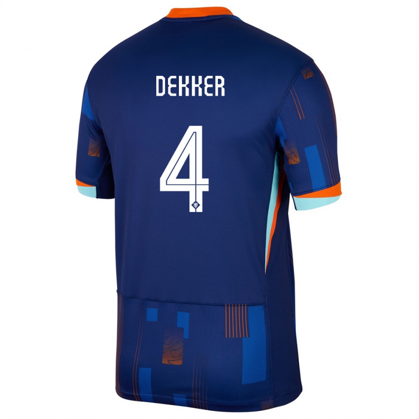 Niño Camiseta Países Bajos Maxim Dekker #4 Azul 2ª Equipación 24-26 La Camisa Argentina