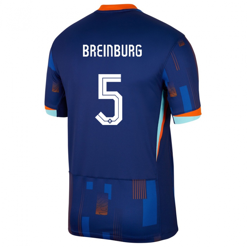 Niño Camiseta Países Bajos Rainey Breinburg #5 Azul 2ª Equipación 24-26 La Camisa Argentina