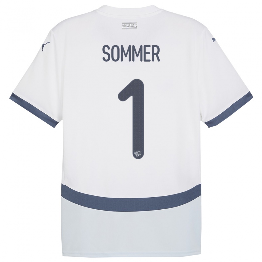 Niño Camiseta Suiza Yann Sommer #1 Blanco 2ª Equipación 24-26 La Camisa Argentina