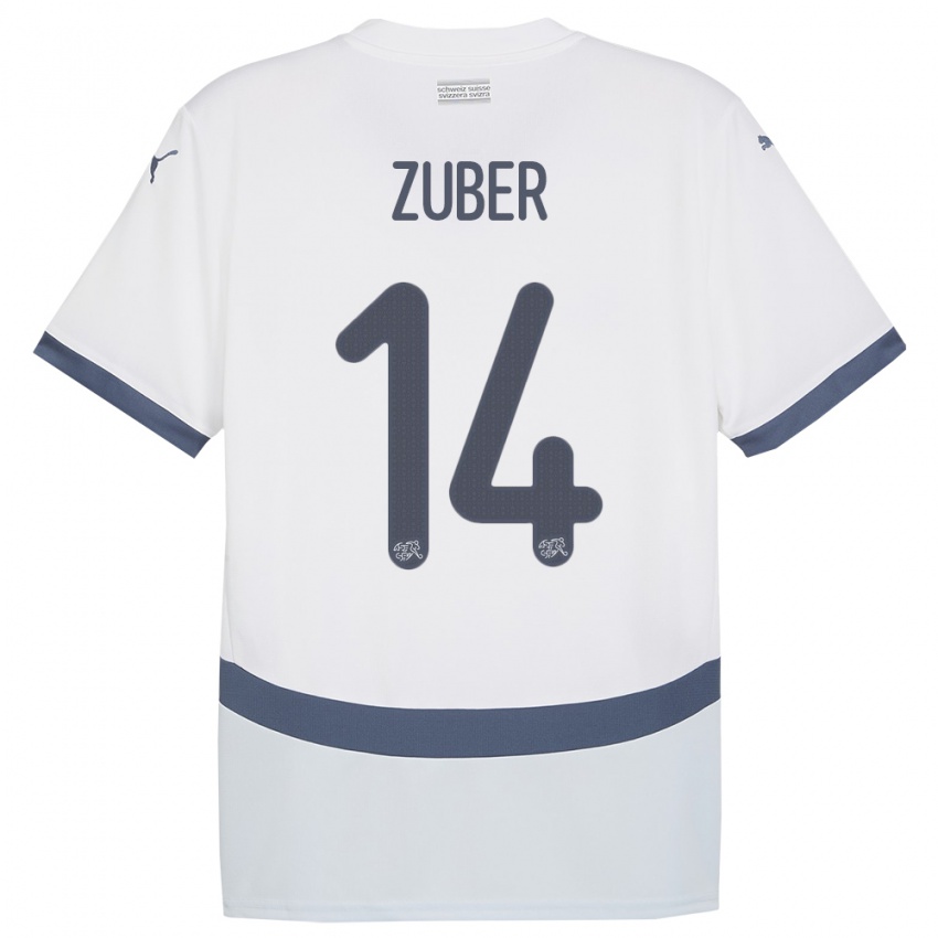 Niño Camiseta Suiza Steven Zuber #14 Blanco 2ª Equipación 24-26 La Camisa Argentina