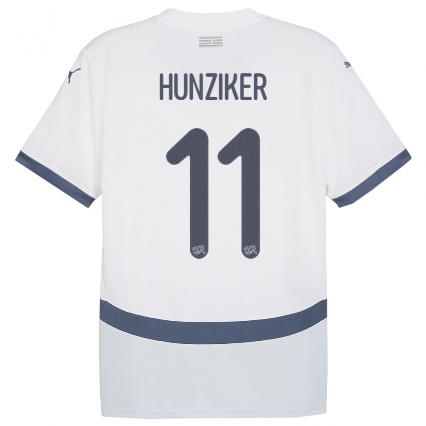 Niño Camiseta Suiza Andrin Hunziker #11 Blanco 2ª Equipación 24-26 La Camisa Argentina