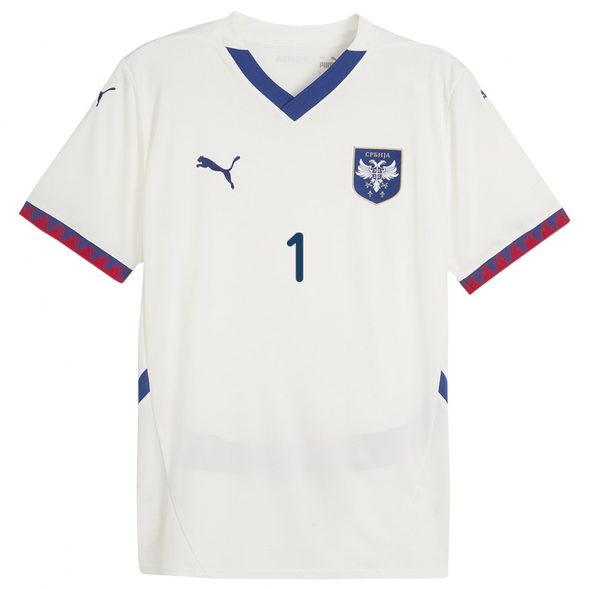 Niño Camiseta Serbia Ognjen Lukic #1 Blanco 2ª Equipación 24-26 La Camisa Argentina