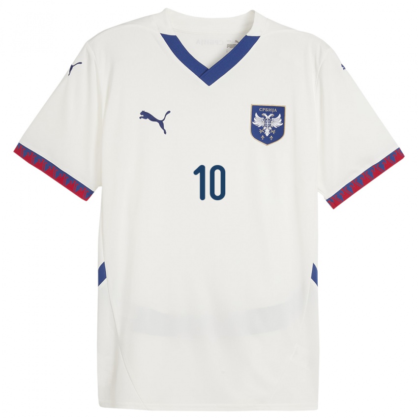 Niño Camiseta Serbia Dusan Tadic #10 Blanco 2ª Equipación 24-26 La Camisa Argentina