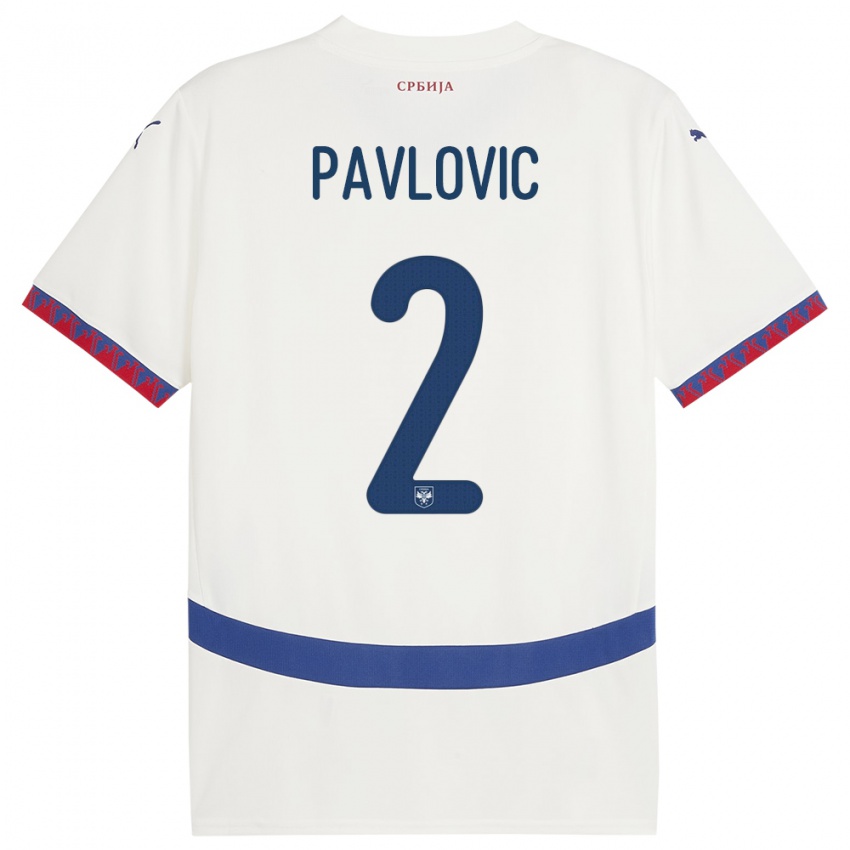 Niño Camiseta Serbia Strahinja Pavlovic #2 Blanco 2ª Equipación 24-26 La Camisa Argentina