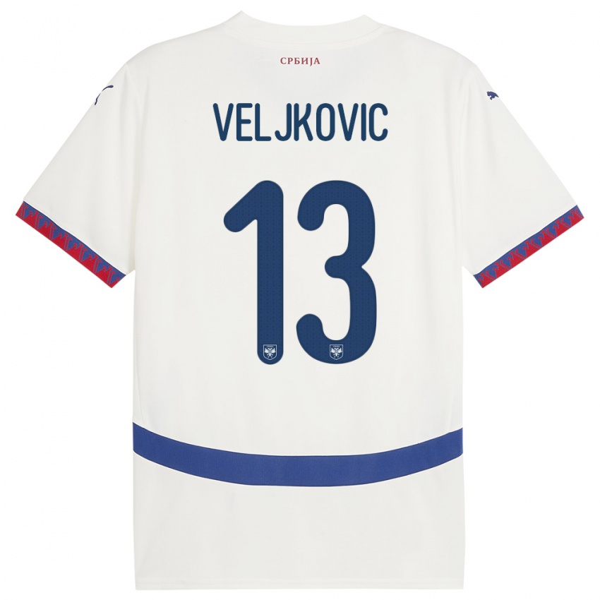 Niño Camiseta Serbia Milos Veljkovic #13 Blanco 2ª Equipación 24-26 La Camisa Argentina