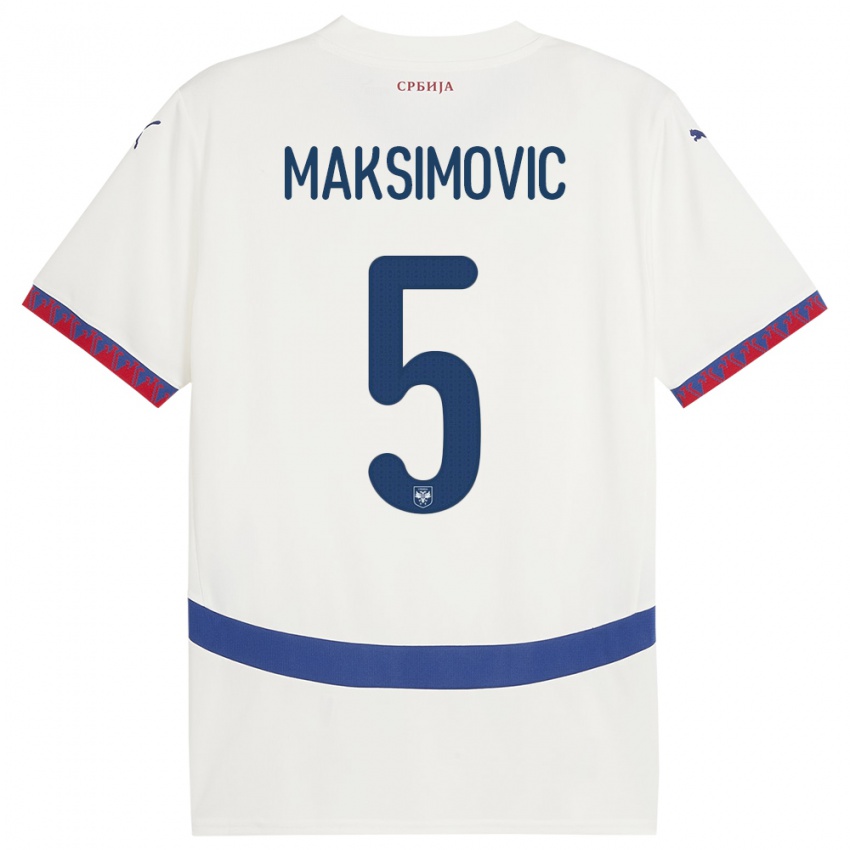 Niño Camiseta Serbia Nemanja Maksimovic #5 Blanco 2ª Equipación 24-26 La Camisa Argentina