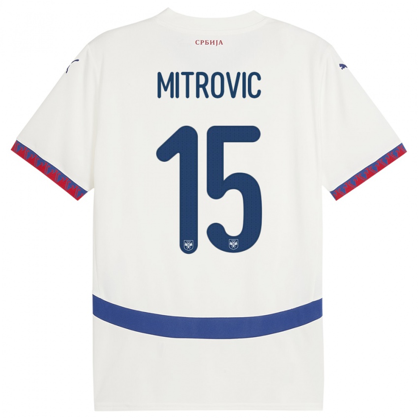 Niño Camiseta Serbia Stefan Mitrovic #15 Blanco 2ª Equipación 24-26 La Camisa Argentina
