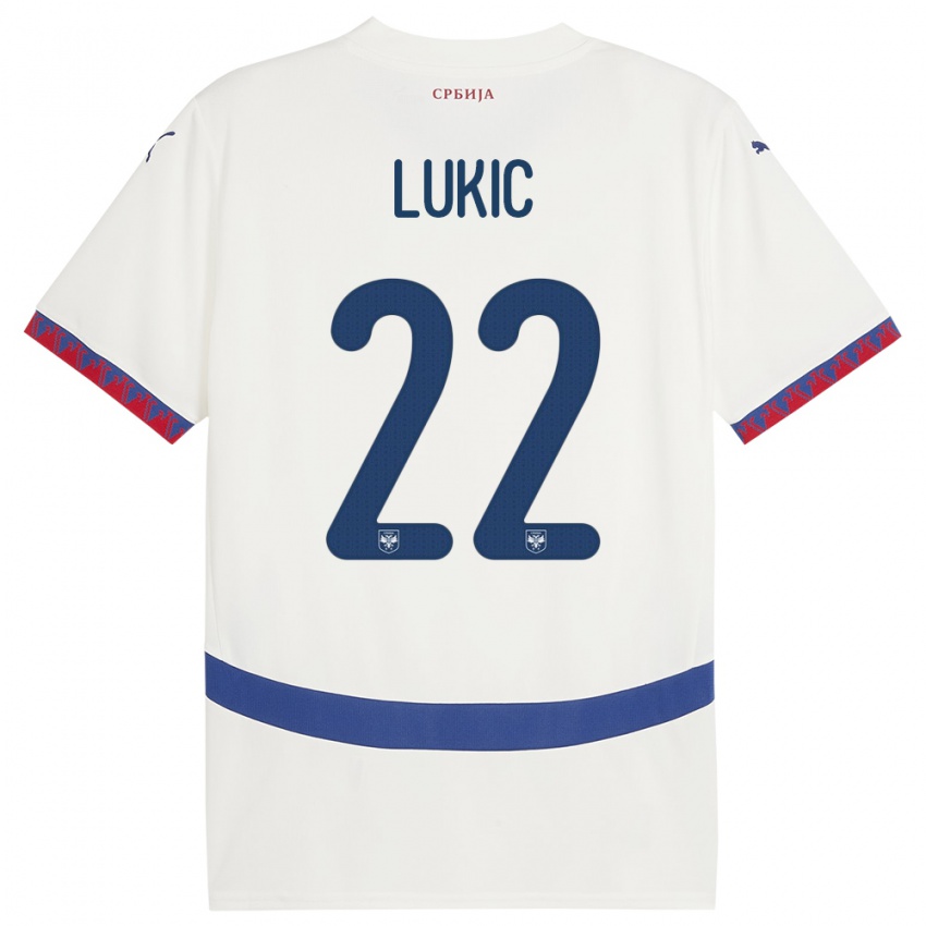 Niño Camiseta Serbia Sasa Lukic #22 Blanco 2ª Equipación 24-26 La Camisa Argentina