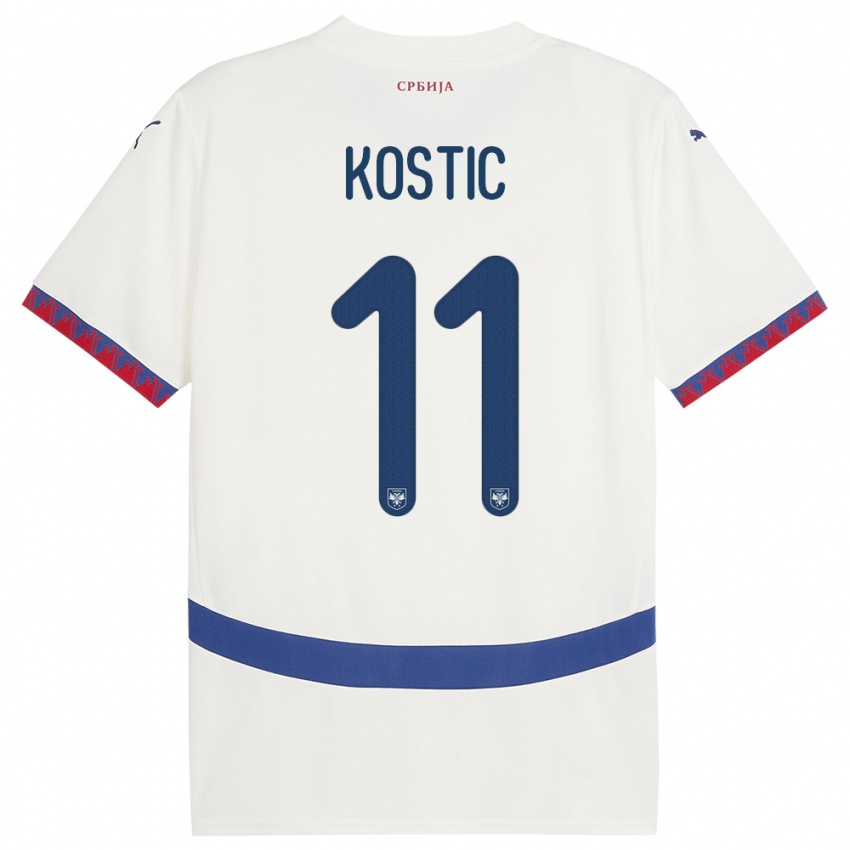 Niño Camiseta Serbia Filip Kostic #11 Blanco 2ª Equipación 24-26 La Camisa Argentina