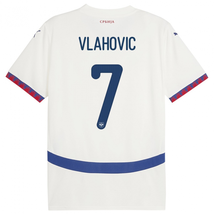 Niño Camiseta Serbia Dusan Vlahovic #7 Blanco 2ª Equipación 24-26 La Camisa Argentina