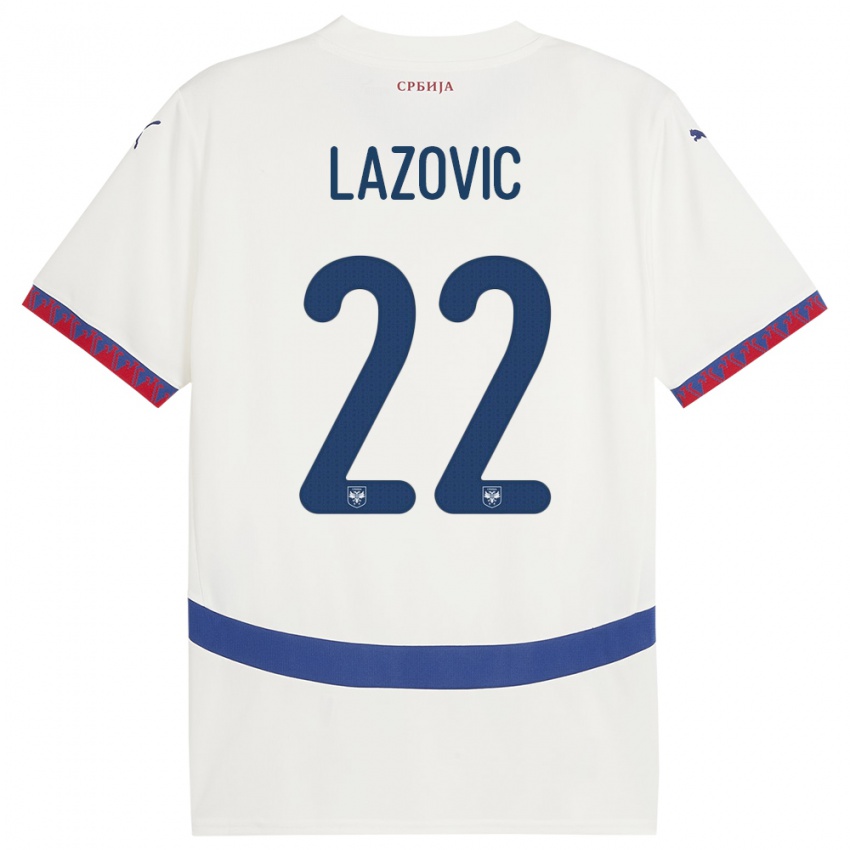 Niño Camiseta Serbia Darko Lazovic #22 Blanco 2ª Equipación 24-26 La Camisa Argentina