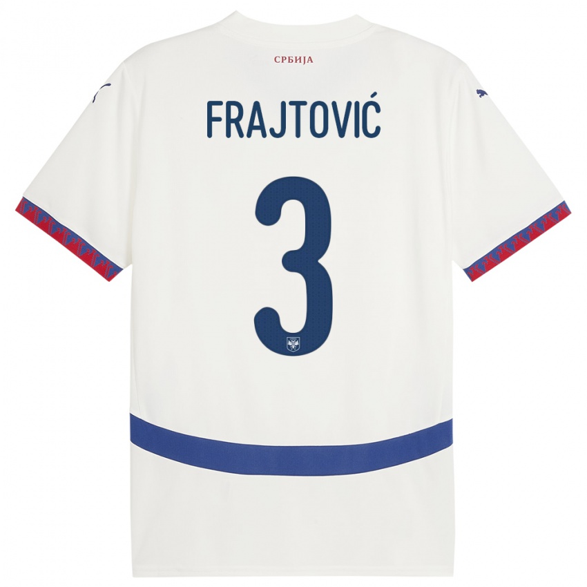 Niño Camiseta Serbia Andela Frajtovic #3 Blanco 2ª Equipación 24-26 La Camisa Argentina