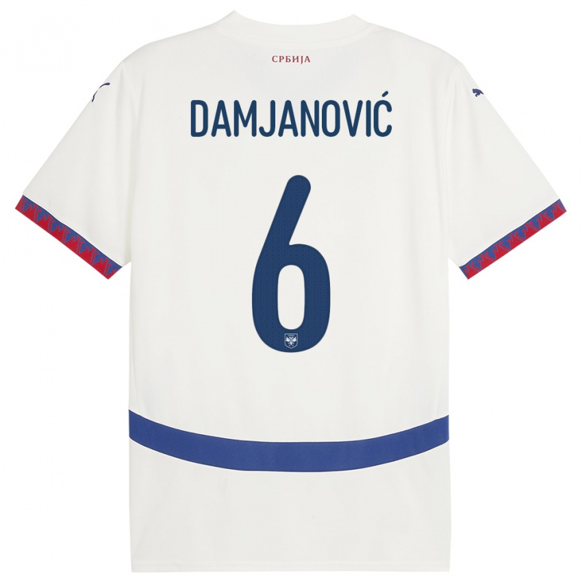 Niño Camiseta Serbia Nevena Damjanovic #6 Blanco 2ª Equipación 24-26 La Camisa Argentina