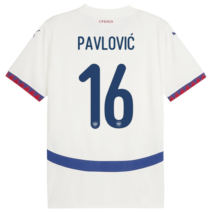 Niño Camiseta Serbia Sara Pavlovic #16 Blanco 2ª Equipación 24-26 La Camisa Argentina