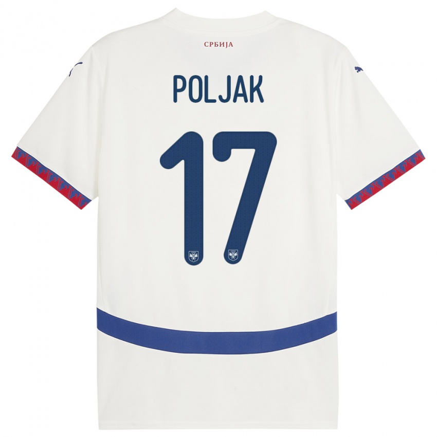 Niño Camiseta Serbia Allegra Poljak #17 Blanco 2ª Equipación 24-26 La Camisa Argentina