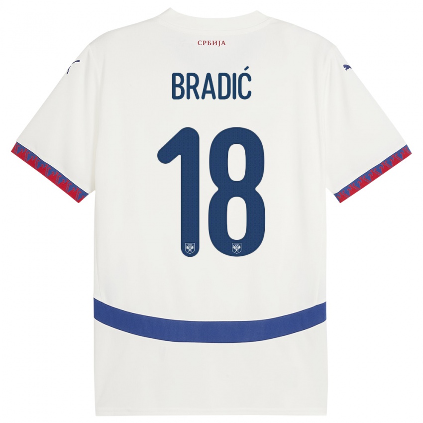 Niño Camiseta Serbia Biljana Bradic #18 Blanco 2ª Equipación 24-26 La Camisa Argentina