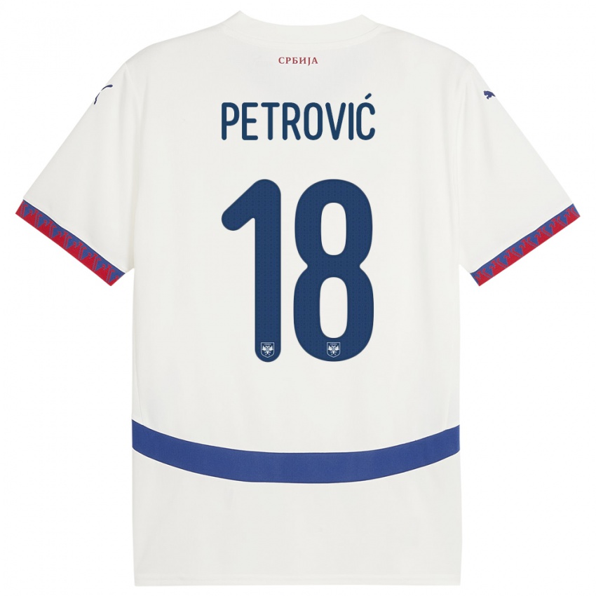 Niño Camiseta Serbia Emilija Petrovic #18 Blanco 2ª Equipación 24-26 La Camisa Argentina