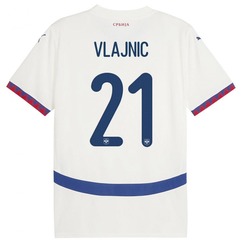 Niño Camiseta Serbia Tyla Jay Vlajnic #21 Blanco 2ª Equipación 24-26 La Camisa Argentina