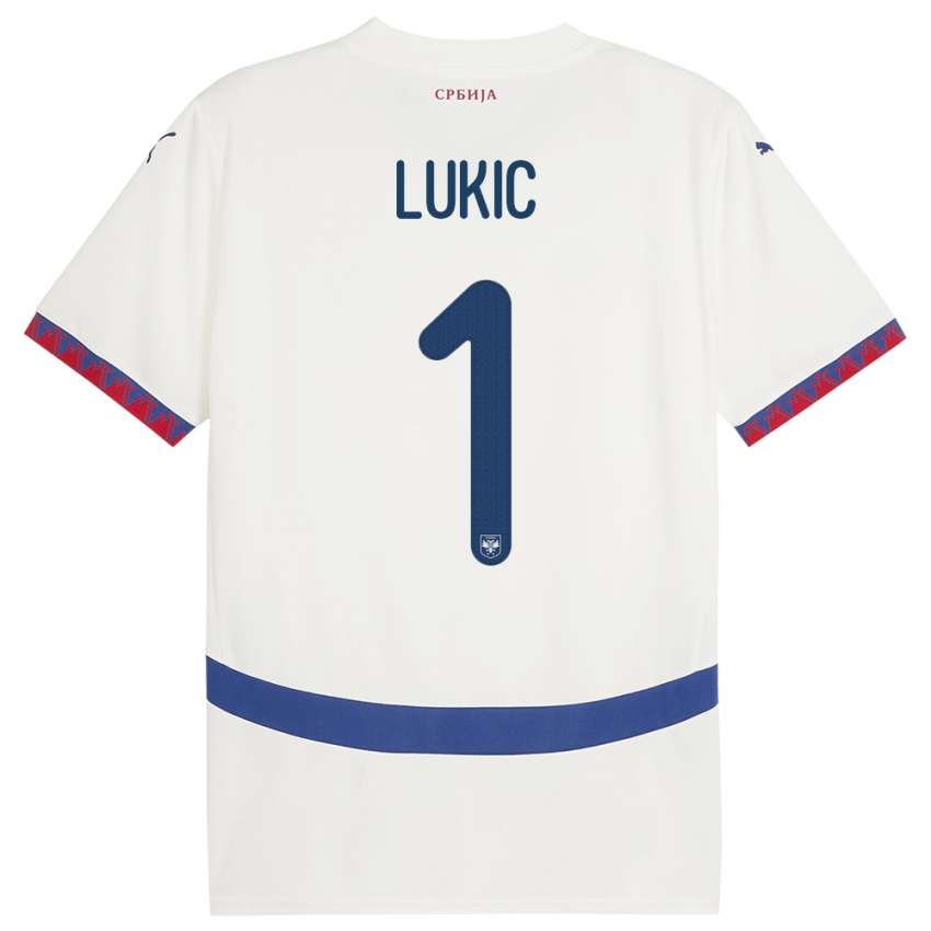 Niño Camiseta Serbia Ognjen Lukic #1 Blanco 2ª Equipación 24-26 La Camisa Argentina