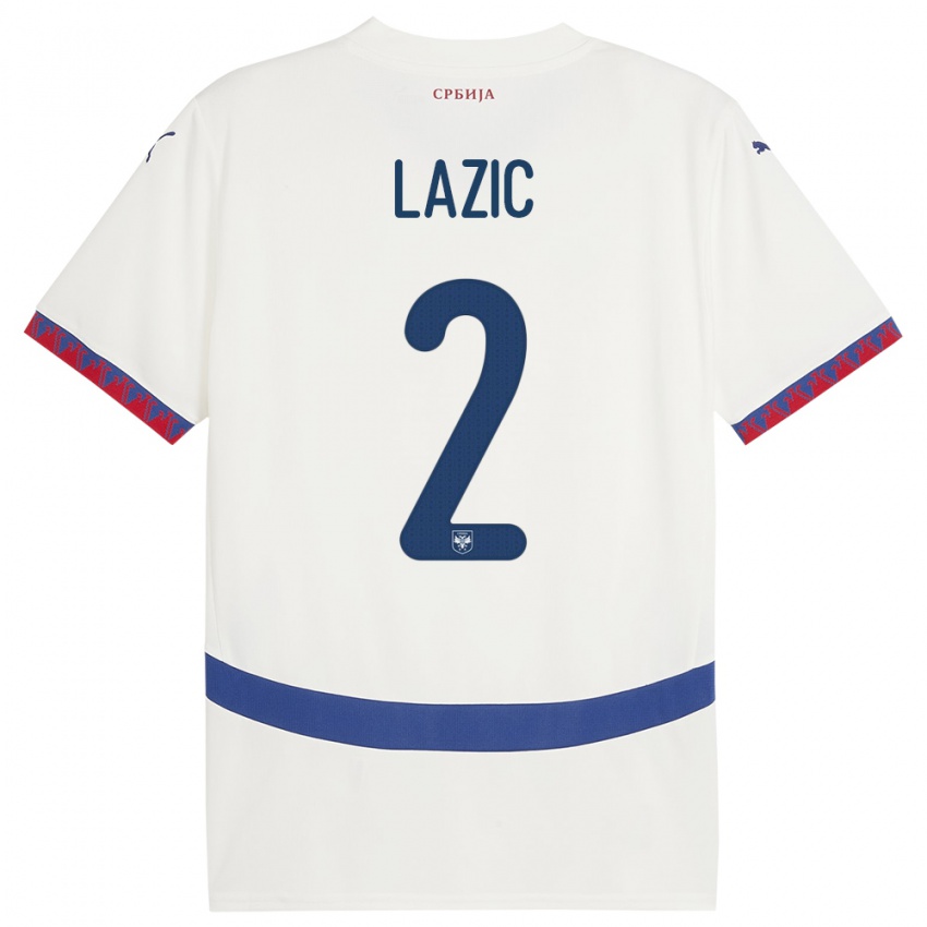 Niño Camiseta Serbia Uros Lazic #2 Blanco 2ª Equipación 24-26 La Camisa Argentina