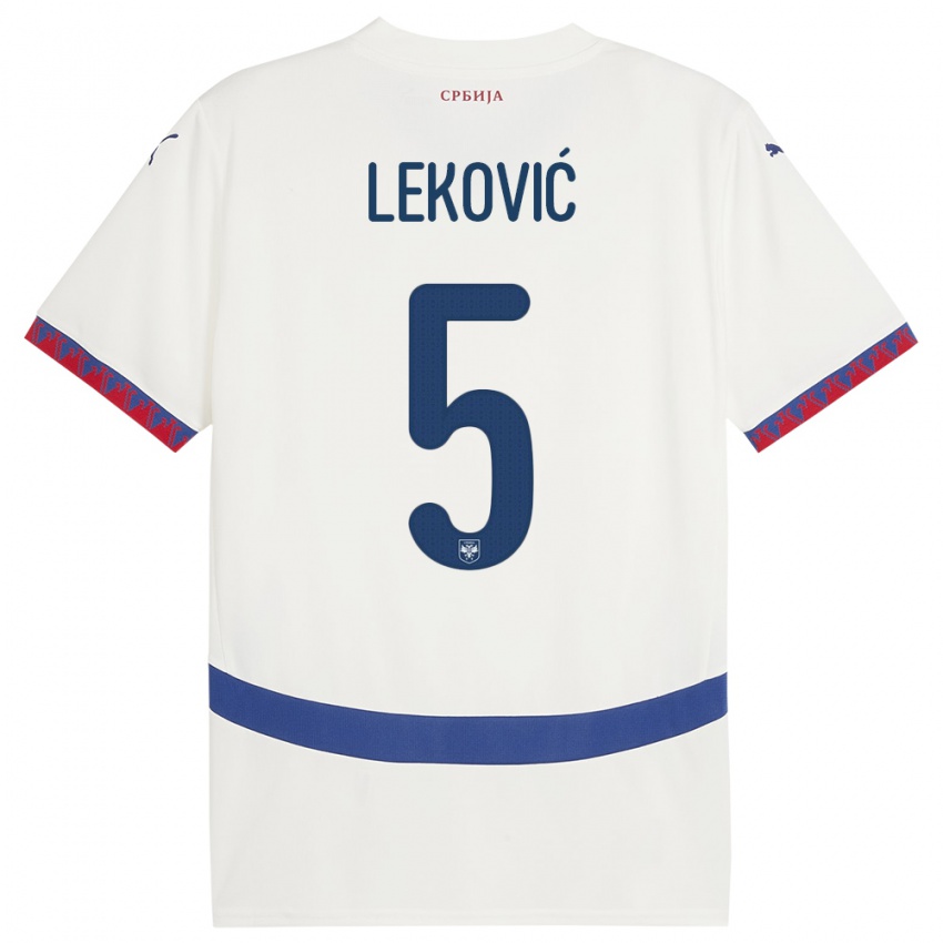 Niño Camiseta Serbia Stefan Lekovic #5 Blanco 2ª Equipación 24-26 La Camisa Argentina