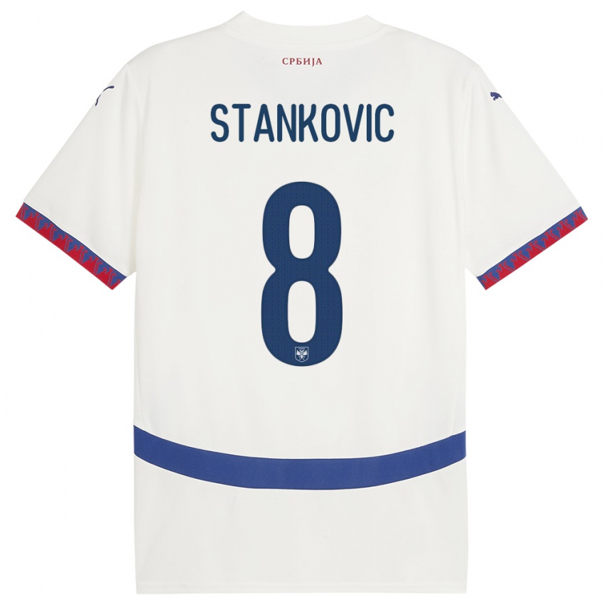 Niño Camiseta Serbia Nikola Stankovic #8 Blanco 2ª Equipación 24-26 La Camisa Argentina