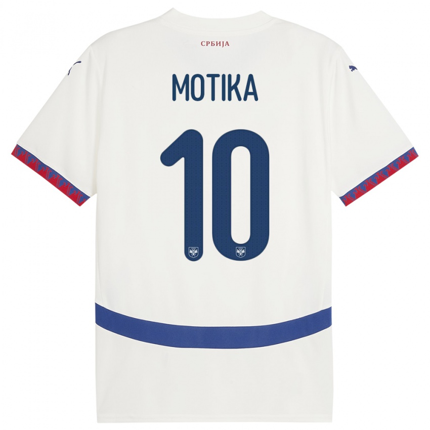 Niño Camiseta Serbia Nemanja Motika #10 Blanco 2ª Equipación 24-26 La Camisa Argentina