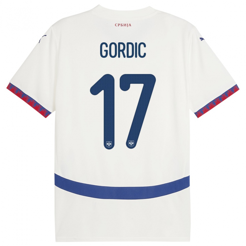 Niño Camiseta Serbia Djordje Gordic #17 Blanco 2ª Equipación 24-26 La Camisa Argentina