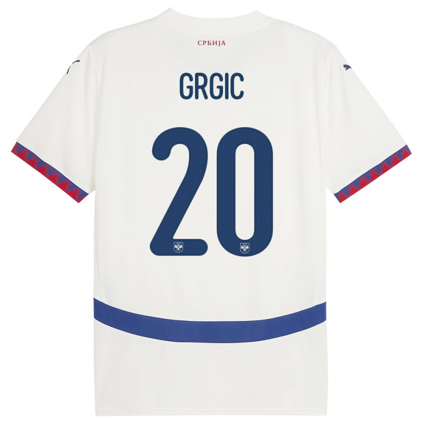 Niño Camiseta Serbia Dario Grgic #20 Blanco 2ª Equipación 24-26 La Camisa Argentina