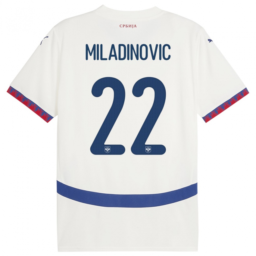 Niño Camiseta Serbia Igor Miladinovic #22 Blanco 2ª Equipación 24-26 La Camisa Argentina