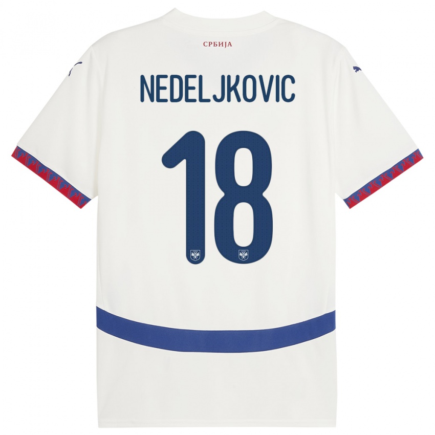 Niño Camiseta Serbia Kosta Nedeljkovic #18 Blanco 2ª Equipación 24-26 La Camisa Argentina