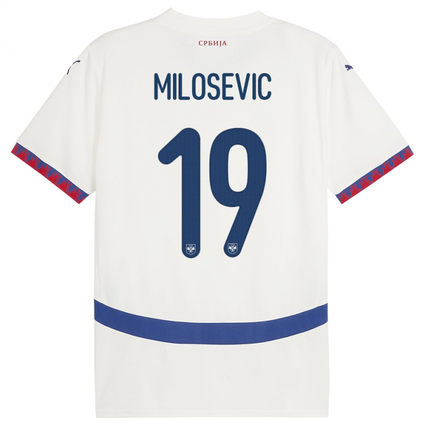 Niño Camiseta Serbia Jovan Milosevic #19 Blanco 2ª Equipación 24-26 La Camisa Argentina