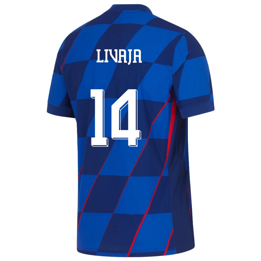 Niño Camiseta Croacia Marko Livaja #14 Azul 2ª Equipación 24-26 La Camisa Argentina