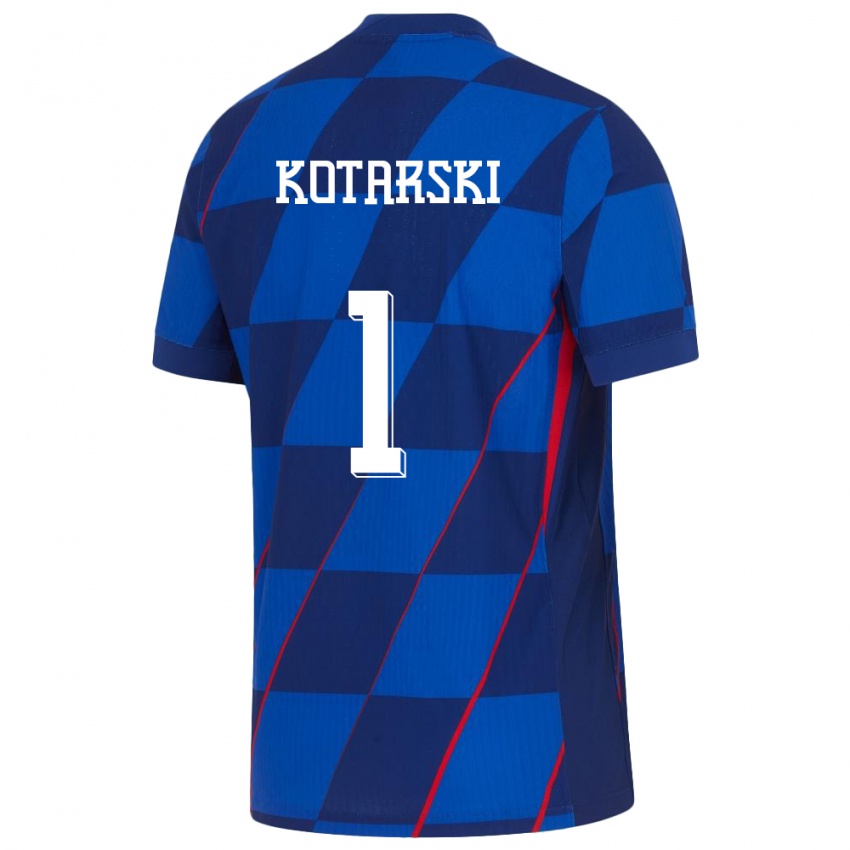 Niño Camiseta Croacia Dominik Kotarski #1 Azul 2ª Equipación 24-26 La Camisa Argentina