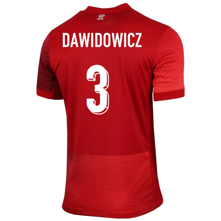 Niño Camiseta Polonia Pawel Dawidowicz #3 Rojo 2ª Equipación 24-26 La Camisa Argentina