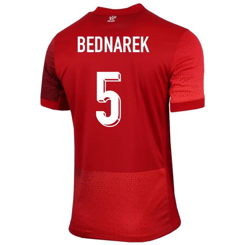 Niño Camiseta Polonia Jan Bednarek #5 Rojo 2ª Equipación 24-26 La Camisa Argentina