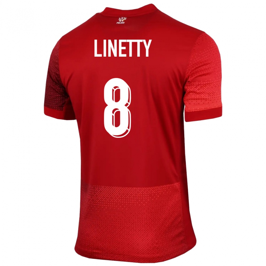 Niño Camiseta Polonia Karol Linetty #8 Rojo 2ª Equipación 24-26 La Camisa Argentina