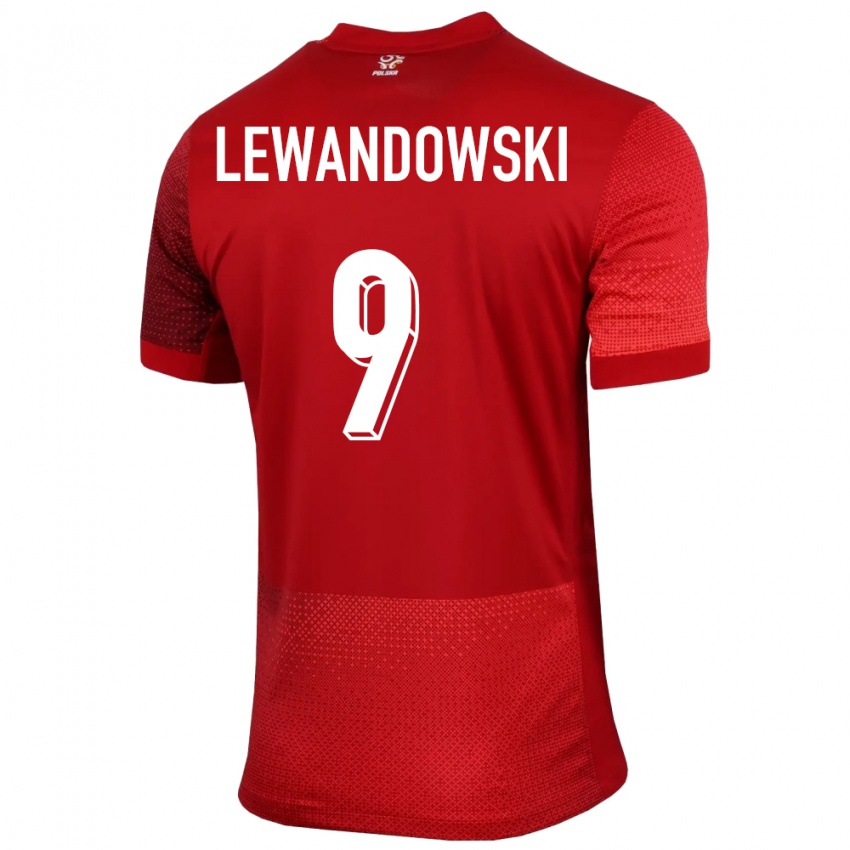 Niño Camiseta Polonia Robert Lewandowski #9 Rojo 2ª Equipación 24-26 La Camisa Argentina