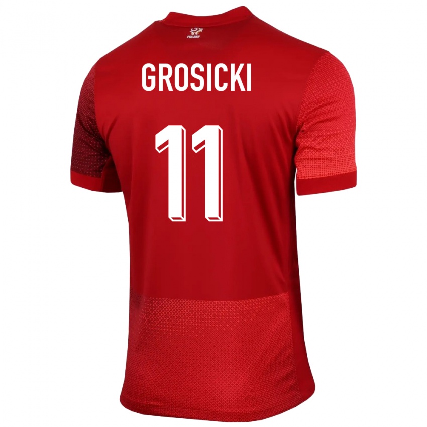 Niño Camiseta Polonia Kamil Grosicki #11 Rojo 2ª Equipación 24-26 La Camisa Argentina