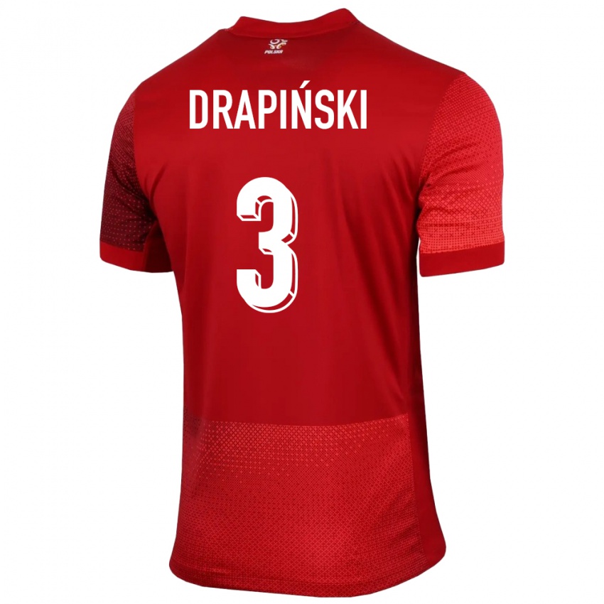 Niño Camiseta Polonia Igor Drapinski #3 Rojo 2ª Equipación 24-26 La Camisa Argentina