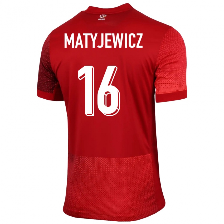 Niño Camiseta Polonia Wiktor Matyjewicz #16 Rojo 2ª Equipación 24-26 La Camisa Argentina