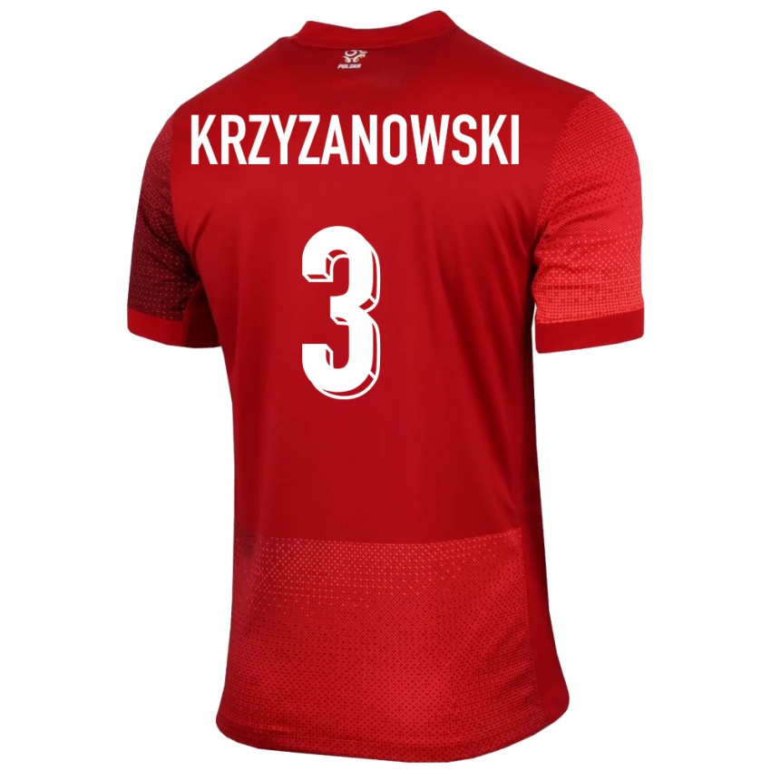 Niño Camiseta Polonia Jakub Krzyzanowski #3 Rojo 2ª Equipación 24-26 La Camisa Argentina