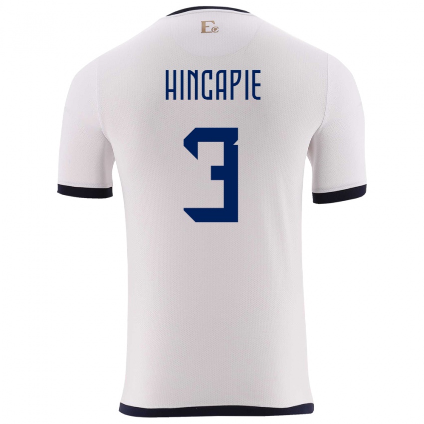 Niño Camiseta Ecuador Piero Hincapie #3 Blanco 2ª Equipación 24-26 La Camisa Argentina