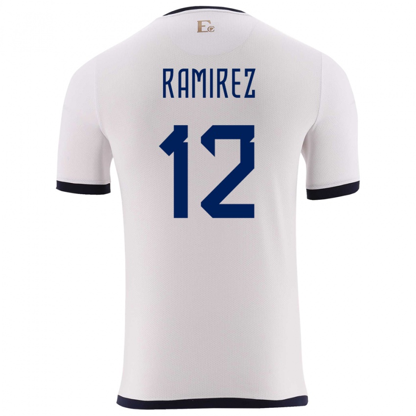 Niño Camiseta Ecuador Moises Ramirez #12 Blanco 2ª Equipación 24-26 La Camisa Argentina