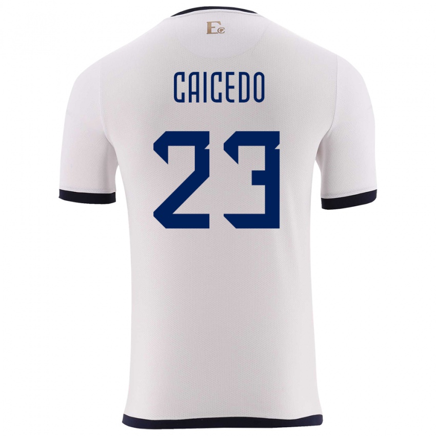 Niño Camiseta Ecuador Moises Caicedo #23 Blanco 2ª Equipación 24-26 La Camisa Argentina