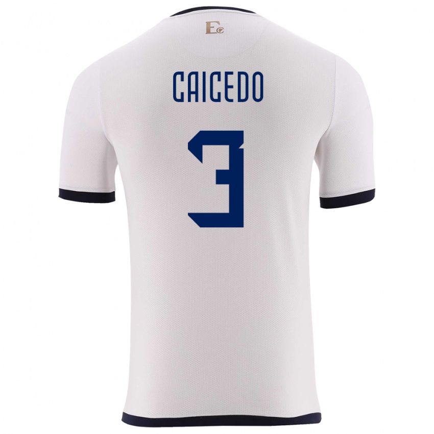 Niño Camiseta Ecuador Jessy Caicedo #3 Blanco 2ª Equipación 24-26 La Camisa Argentina