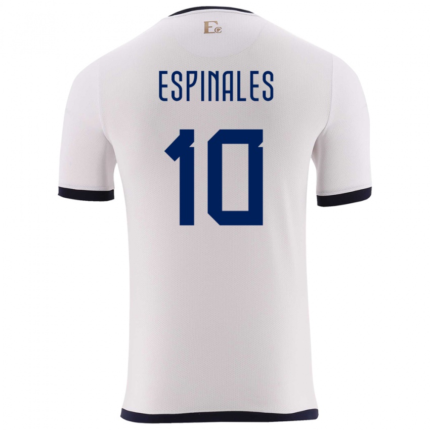 Niño Camiseta Ecuador Joselyn Espinales #10 Blanco 2ª Equipación 24-26 La Camisa Argentina