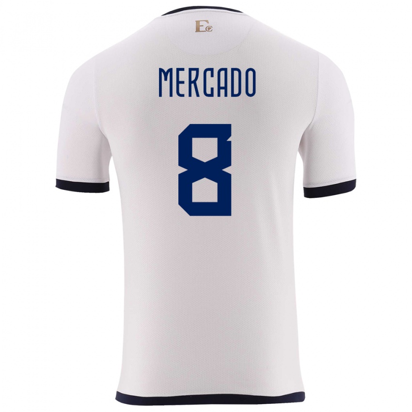 Niño Camiseta Ecuador Patrik Mercado #8 Blanco 2ª Equipación 24-26 La Camisa Argentina